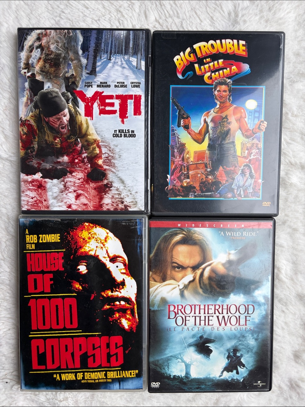 Horror Movie DVD Bundle - YETI (sealed/rare) Brotherhood of the Wolf Big Trouble